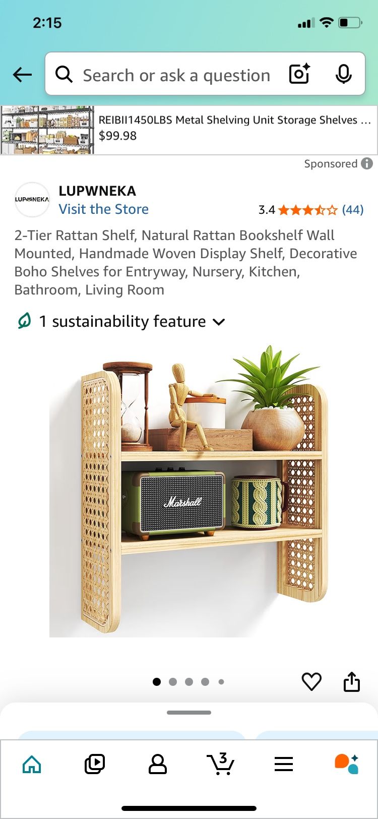 2 Tier Rattan Shelf