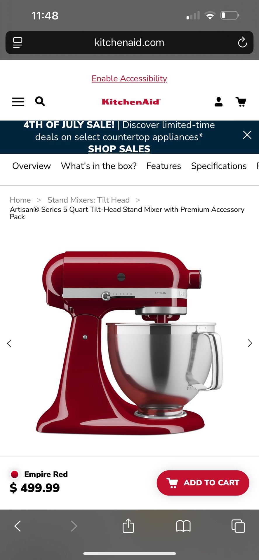Ktchen Aid Series 5 Quartz Tilt Head Stand Mixer With Premium Accessories