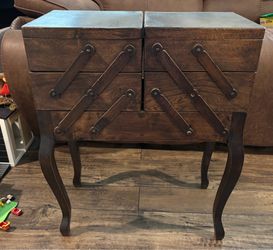 Accordion Sewing Box / Concertina End Table – Cabriole Legs