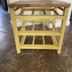 Yellow Painted Wood Wine rack 