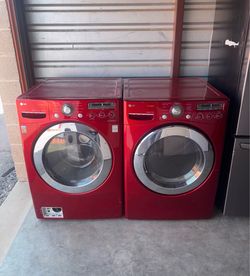 Red LG Washer And Electric Dryer Matching Set