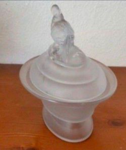 Vintage Imperial Glass Frosted Satin Pheasant Oval Lidded Covered Dish