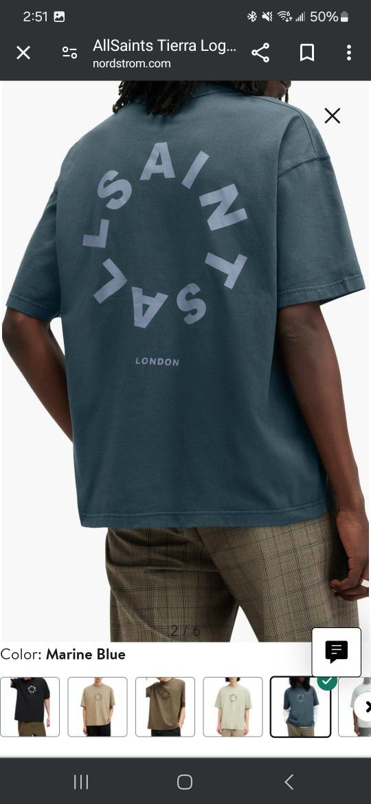 All Saints Tierra Logo Graphic T-Shirt Mens Size Large NEW 
