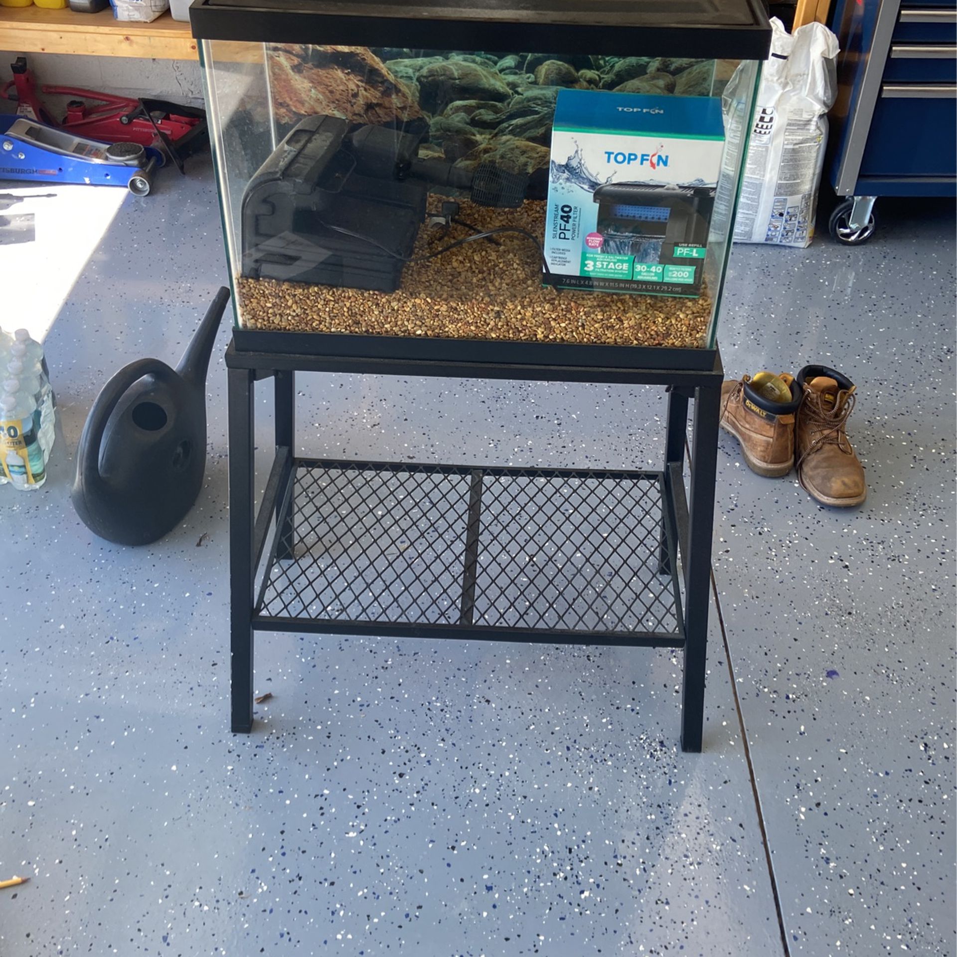 20 Gallons Aquarium With Stand 2 Filters And Gravel