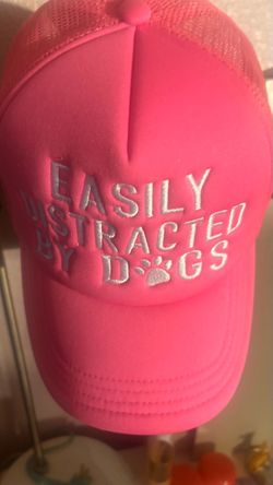Pink Trucker Hat Easily Distracted By Dogs