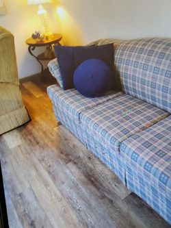 $250 SOFA (QUEEN SLEEPER) LOVE SEAT & PILLOWS, FOOT Rest