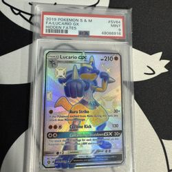 2019 Lucario GX #SV94 S&M Hidden Fates PSA 9