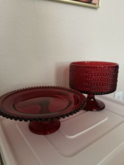 Red Glass Cake Stand