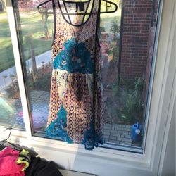 Juniors Sheer Fabric Dress With Triangle Cut Out In Back Size Mecium
