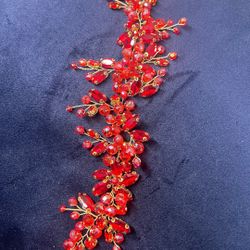 Red Headpiece Wedding Quinceanera Bride 