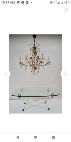 Vintage Brass and Crystal Chandelier