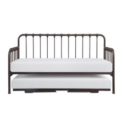 Brand New Dark Bronze Metal Twin Daybed With Lift Up Twin Trundle