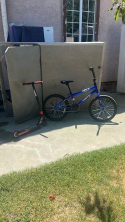 Rock it huffy bike and a scooter only issue with the bike is the front tire is popped everything else is perfectly fine  both of it are for sale askin