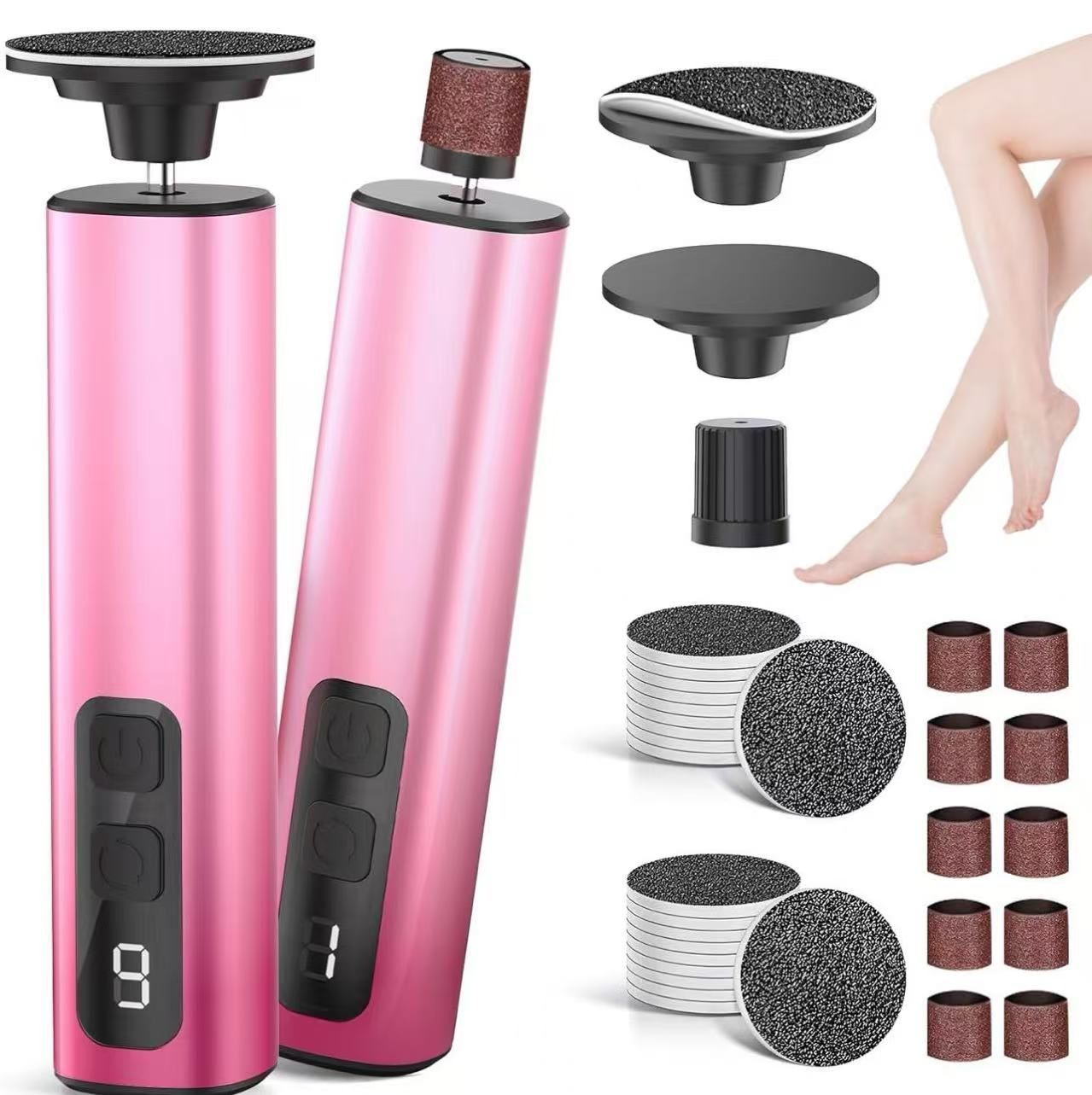 2 in 1 Electric Foot Callus Remover, 9 Adjustable Speeds Foot Scrubber USB Rechargeable Pedicure Tools for Feet, Dry Dead Skin Scraper Foot Grinder wi