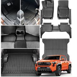 KSGMFED Truck Bed Mat Floor Mats Compatible With Toyota Tacoma 2024 Accessories,5FT Floor Liner Truck Bed Cargo Set All Weather Heavy Duty Pickup Mats