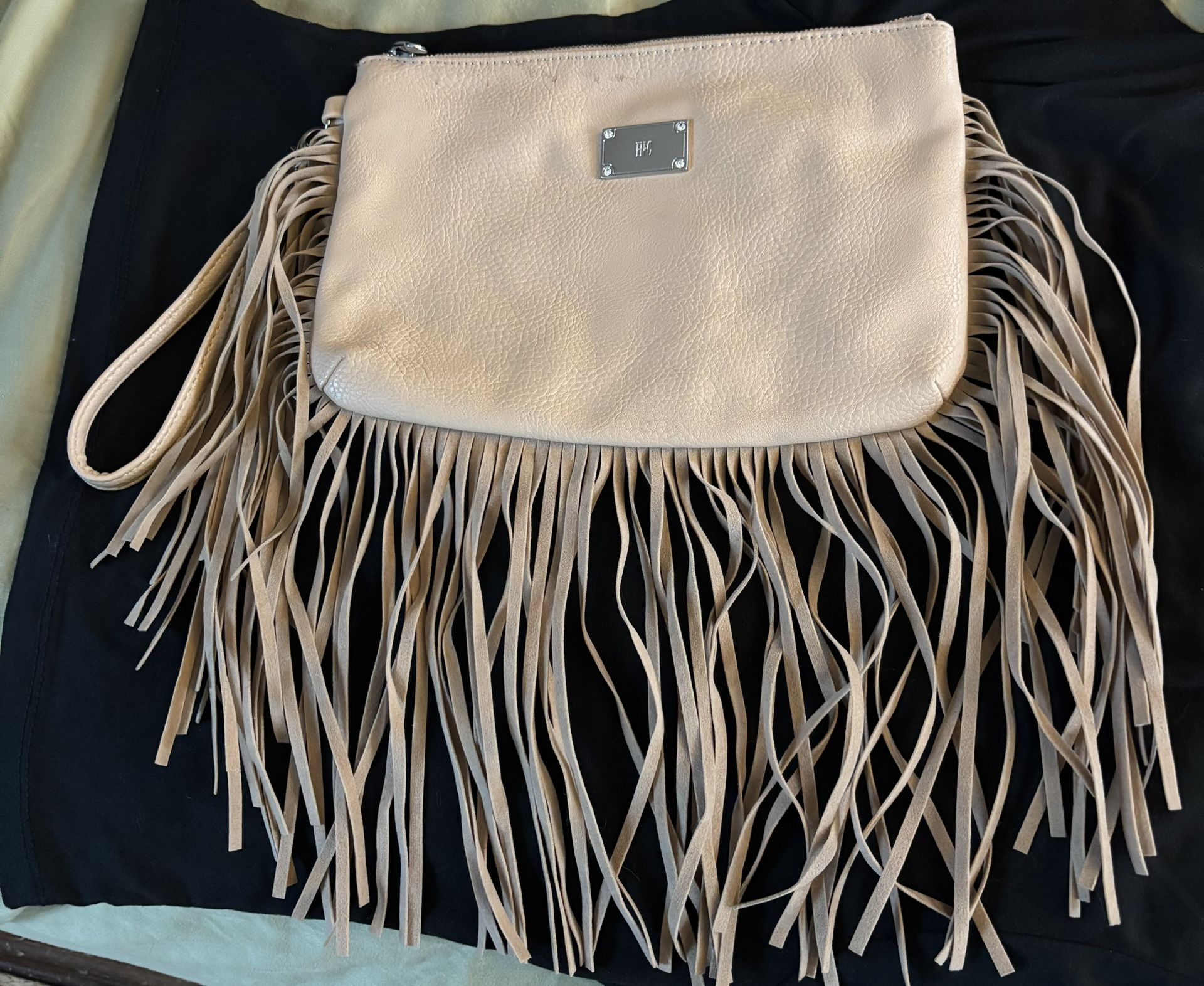 INC Fringed Wristlet Beige