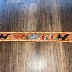 Colorful Mexican Pattern “Maria”  Leather Belt