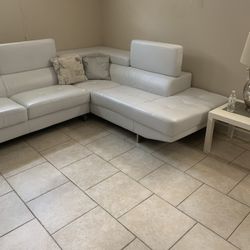 White Leather Sectional Sofa 