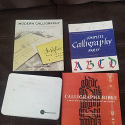 3 New Calligraphy Books And Used Pen Set 