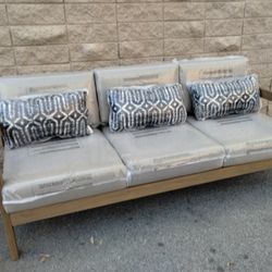 Outdoor patio deep seating teak wood sofa 