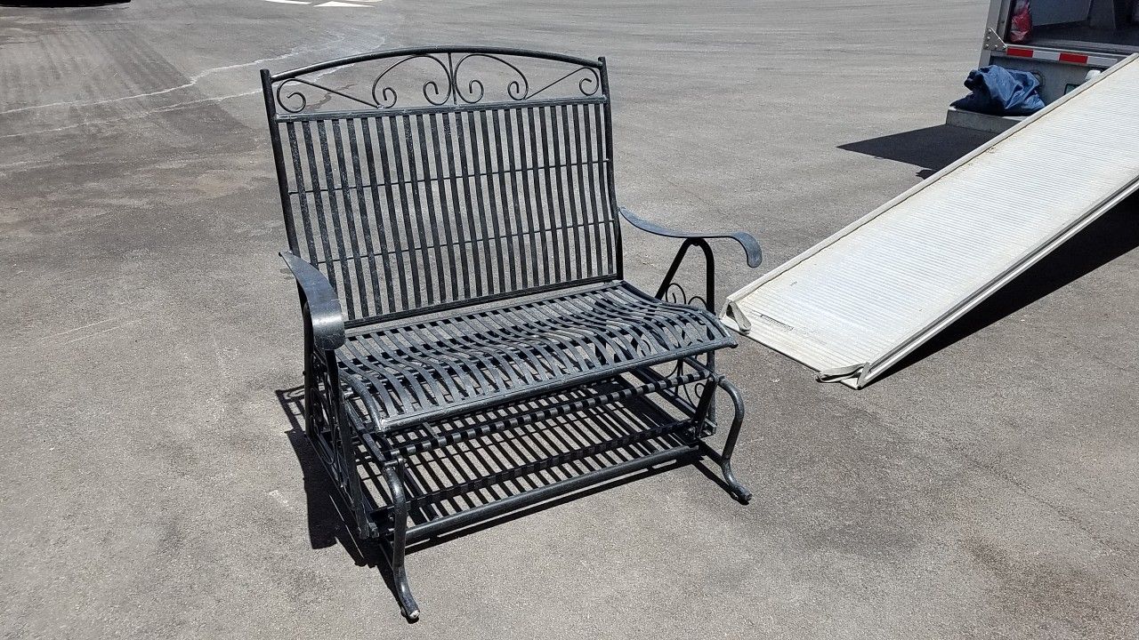 Patio furniture: Wrought iron glider w/ 2 matching chairs