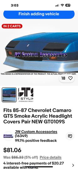 1989 Camaro Headlight Covers Iroc