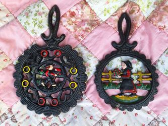 2 Cast Iron  Vintage Trivets