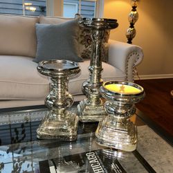 Pottery Barn Mercury Pillar Candlesticks