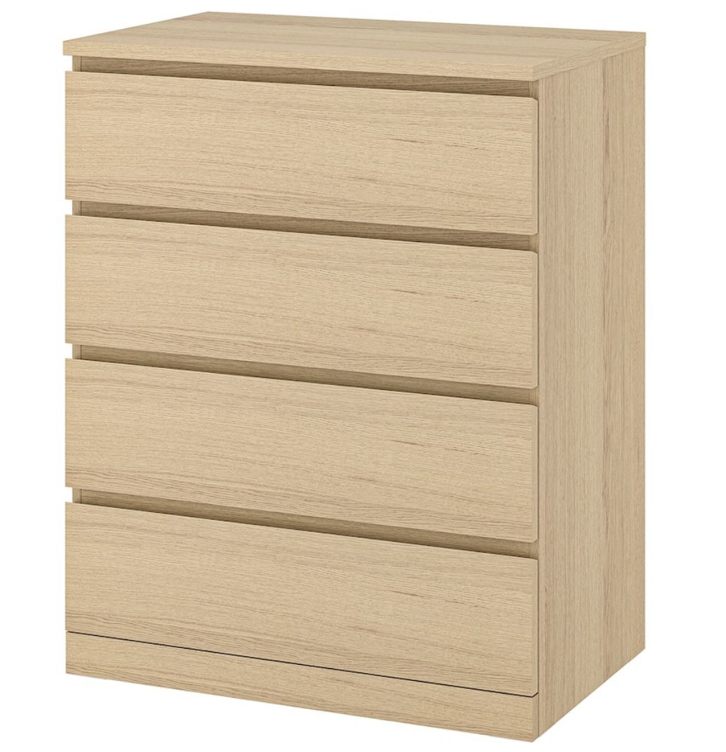 (2) IKEA MALM 4 Drawer Dressers