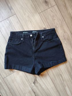 Cute black denim mom shorts
