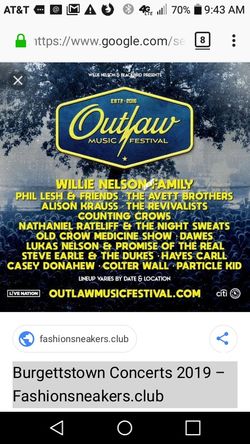 Outlaw music fest 2 tics available