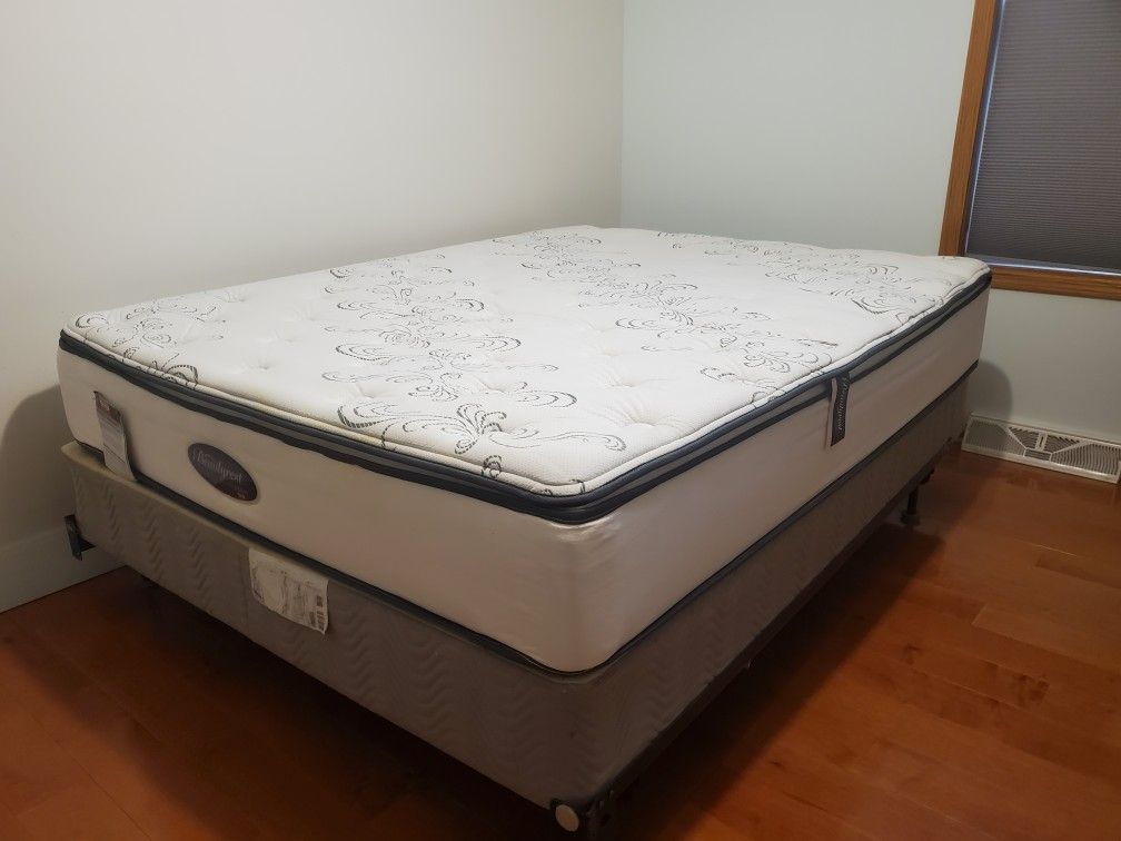 Queen Beautyrest Classic Pillow Top Mattress, Box Spring And Frame