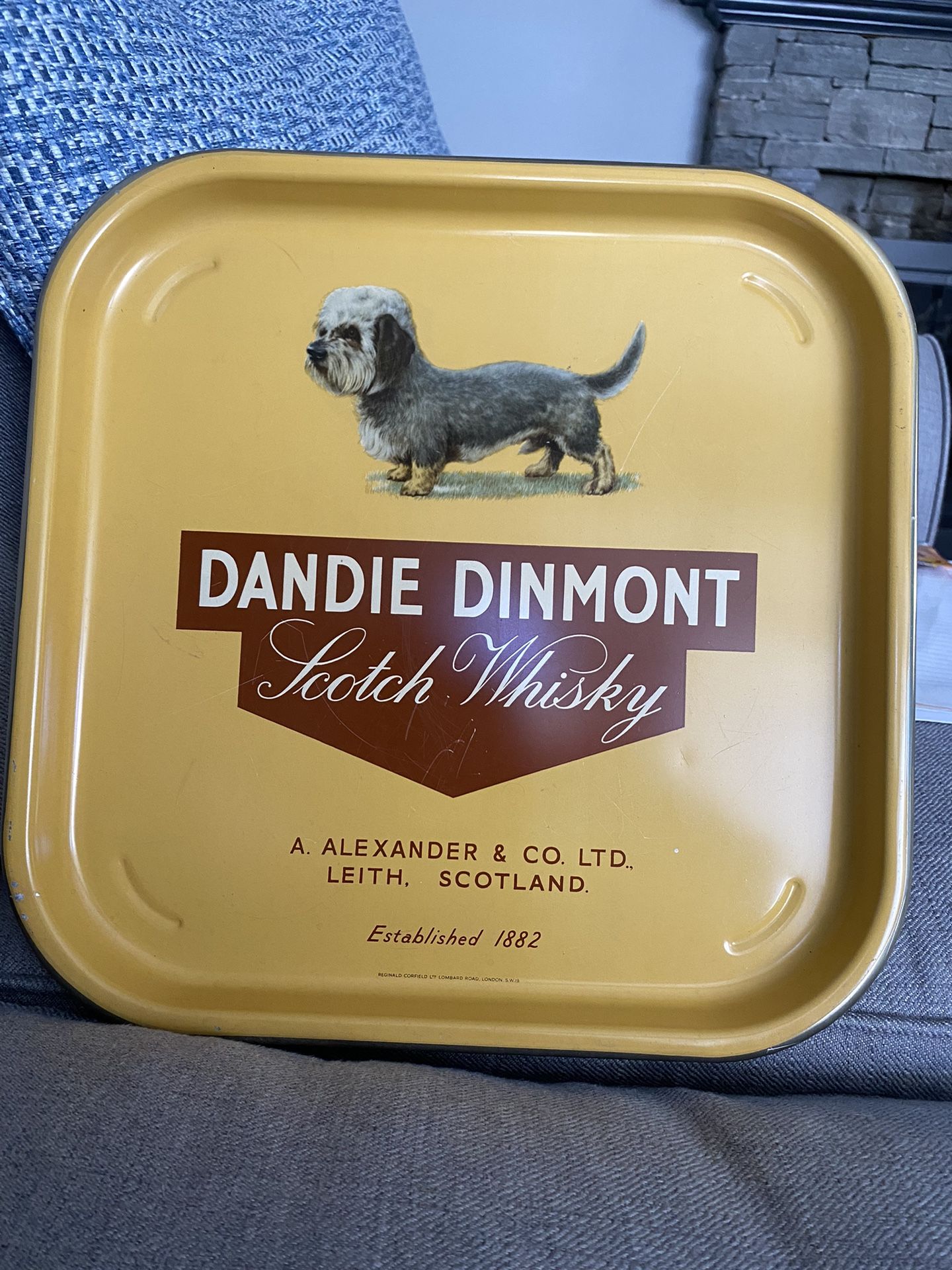 Vintage 1950s Dandie Dimnont Scotch Whiskey Tray/Barware