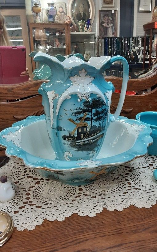 Cameo Ware Wash Basin And Pitcher-Located In Shelton