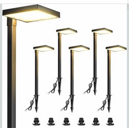 LUTEC Paquete de 6 luces LED de camino de bajo voltaje, iluminación de aluminio de 12 V con conectores, IP65 impermeable, antirreflejos, con cable, 5
