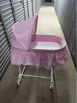 Pink Baby Bassinet with Canopy