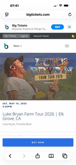 Luke Bryan Concert Tickets- Elk Grove