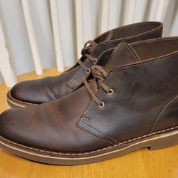 Clarks Men's Bushacre Brown Leather Chukka Desert Shoes Boots Sz 8