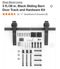 3 ft./36 in. Black Sliding Barn Door Track and Hardware Kit