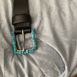 Ladies Black Belt With Turquoise 