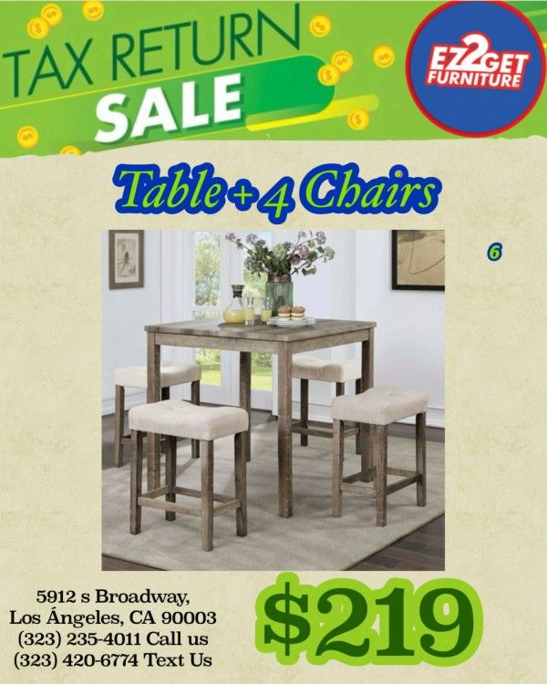 5pcs Dining Table, $50 dollar down ask me how?