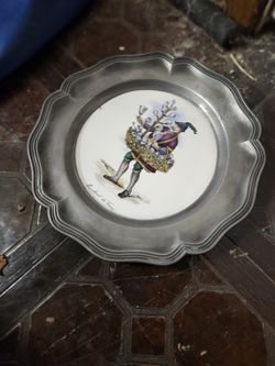 H&R Johnson Merchant Pewter & Porcelain Plates