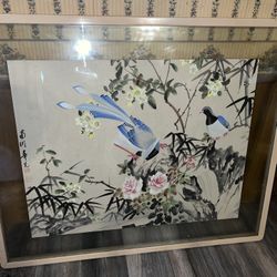 Big Japanese Glass Painting 