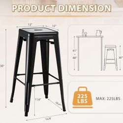Pair of Black Metal Bar Stools