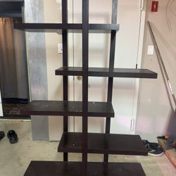 Dark Wood Asymmetrical Book Case 