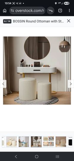 2 PACK Oval Storage Ottoman in Beige