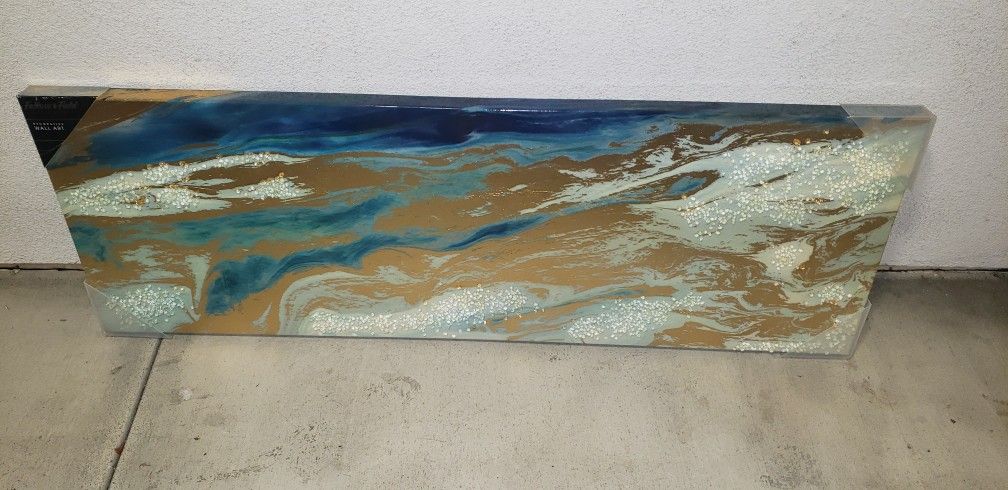 Beautiful Resin & Acrylic Canvas Painting
