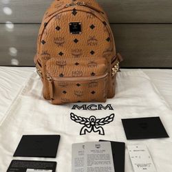 Brand New Authentic MCM Stark Side Studs Backpack in Visetos