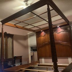 King Size Solid Wood Beautiful Conopy Bed Frame $850