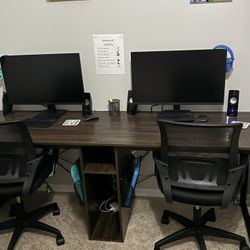 Giantex Two Person Computer Desk, Large Double Workstation, Multifunct